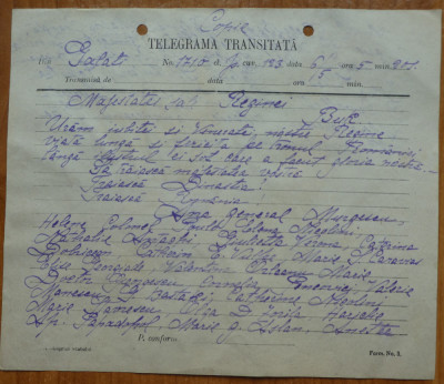Telegrama adresata Reginei Elisabeta de personalitati din Galati , antebelica foto