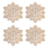 Suporturi pentru pahare din PVC, Model Fulg de Zăpadă, Roz și Auriu, 4 buc, 10 cm, CMCLASS