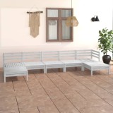 vidaXL Set mobilier de grădină, 7 piese, alb, lemn masiv de pin 3083345