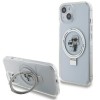 Husa pentru iPhone 15 / iPhone 14 / iPhone 13 - Karl Lagerfeld Hardcase Ring Stand MagSafe (KLHMP14SHMRSKCH) - White Karl&amp;Choupette