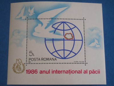 A11 TX3 4 - 1986 - Anul international al pacii - colita dantelata foto
