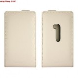 Husa Piele Nokia Lumia 920 Slim Flip Alb Mat, Protectie Premium