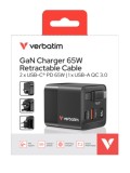 Verbatim 65w With Retractable Cable 2 Port