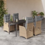 Set mobilier de gradina cu perne, 5 piese, bej, poliratan