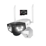 Cumpara ieftin Pachet camera de supraveghere cu Card MicroSD 64 GB, Reolink Duo 2 WIFI cu lentile duble, rezolutie 8MP