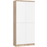 Dulap cu 8 etajere, PAL laminat 16 mm, 80x35x180 cm, stejar sonoma si alb Household NewTrend