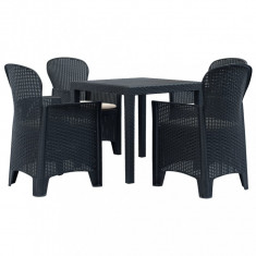 Set mobilier exterior, 5 piese, antracit, plastic, aspect ratan