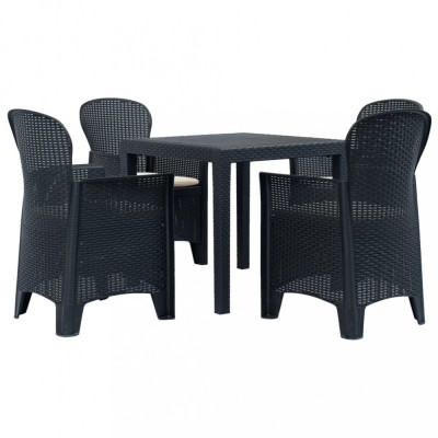 Set mobilier exterior, 5 piese, antracit, plastic, aspect ratan foto