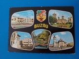 CPIB 23108 CARTE POSTALA - BUZAU, STEMA. CASA DE CULTURA A SINDICATELOR, EPISCOPIA, STATUIA EROILOR DIN 1907, CIRCULATA, 1976, STAMPILE, TIMBRU, BARCA, Fotografie
