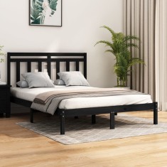 vidaXL Cadru de pat King Size, negru, 150x200 cm, lemn masiv 3105259