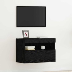 Dulap TV de perete cu LED, stejar negru, 60x30x40 cm