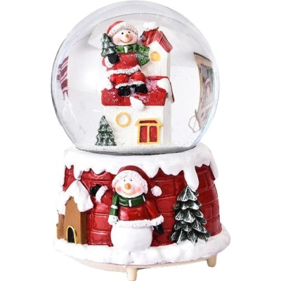 Decoratiune glob cu zapada Flippy, Mos Craciun pe casa, diametru 6.5 cm, multicolor foto