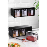 Set recipiente pentru condimente, Kosova, 430KSV4337, Plastic, Negru/Argintiu