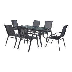 Set 7 componente mobilier gradina Aradeo negru [casa.pro] HausGarden Leisure
