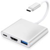 Hub adaptor USB Type-C cu HDMI, USB 3.0 si port Power Delivery, 19 cm , extindere video UHD, transfer rapid de date si incarcare simultana