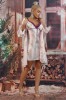 L835RR-5 Set 2 piese lenjerie casual din desu si halat cu material satinat cu print floral