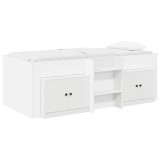 vidaXL Cadru pat loft cu dulap cu depozitare 3 pcs Alb Lemn compozit 3423374