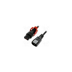 Cablu alimentare AC, 2m, 3 fire, culoare negru, IEC C13 mama, IEC C14 tata, IEC LOCK - IEC-PC1526