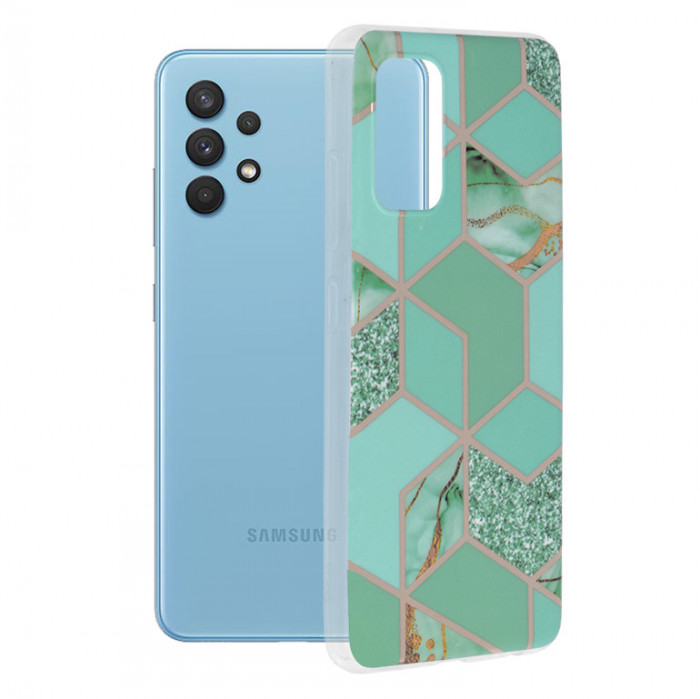 Husa pentru Samsung Galaxy A32 4G, Techsuit Marble Series, Green Hex