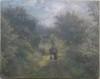 Tablou vechi anii 40 semnat Gh. Iliescu, ulei pe panza caserata 50 x 40 Roman, Scene gen, Abstract