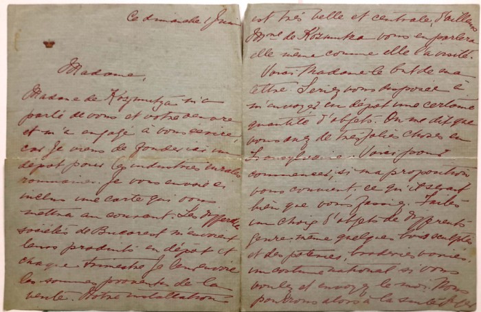 Scrisori autografe semnate:MărgăritaMiller-Verghy, de la Paris la București