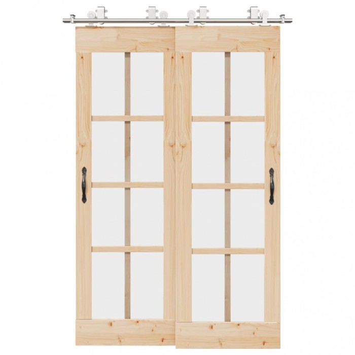 Set piese pentru ușă glisantă, argintiu, 183 cm oțel inoxidabil