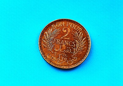 2 Francs 1941 Tunisia-RAR-in realitate arata bine foto