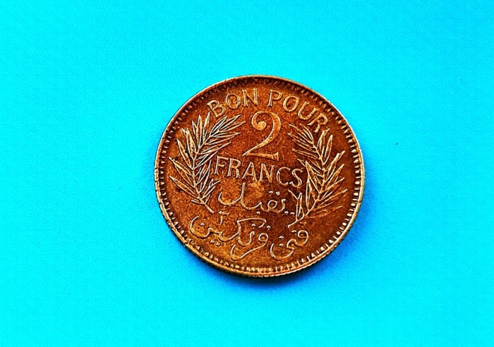 2 Francs 1941 Tunisia-RAR-in realitate arata bine