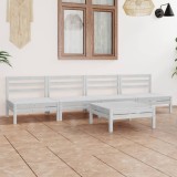 Cumpara ieftin Set mobilier de grădină, 5 piese, alb, lemn masiv de pin