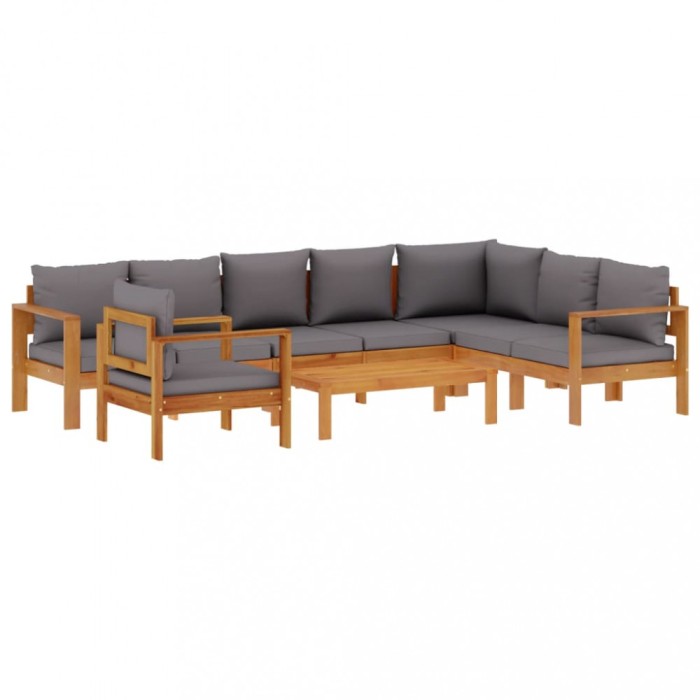 Set de canapele gradina cu perne, 6 piese, lemn masiv acacia