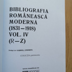 Bibliografia Romaneasca moderna 1831-1918 (R-Z), 1996, Vol. IV (B.R.M.)