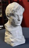 George Enescu - compozitor si violonist / bust vechi din ipsos realizat de un sculptor roman - semnat indescifrabil