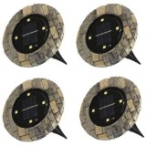 Set 4 lampi decorative solare, putere 2.4 W, autonomie 10 h, diametru 11 cm, maro