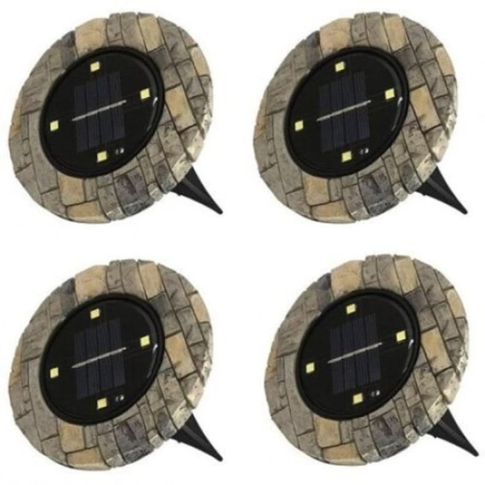 Set 4 lampi decorative solare, putere 2.4 W, autonomie 10 h, diametru 11 cm, maro
