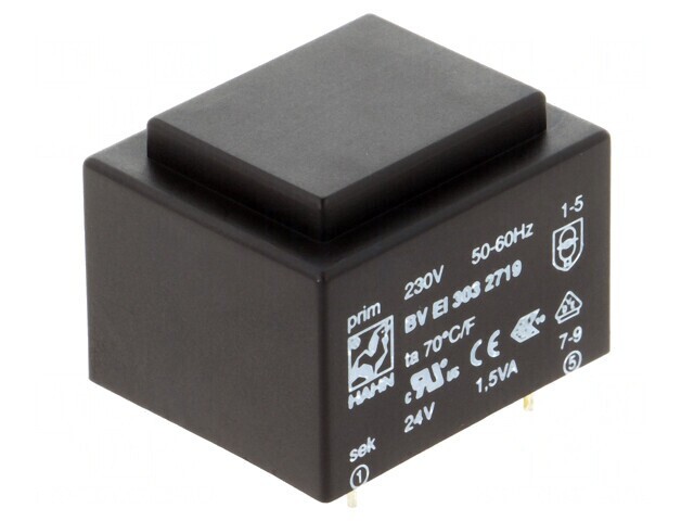 Transformator &icirc;ncapsulat 1,5VA 230V 24V PCB
