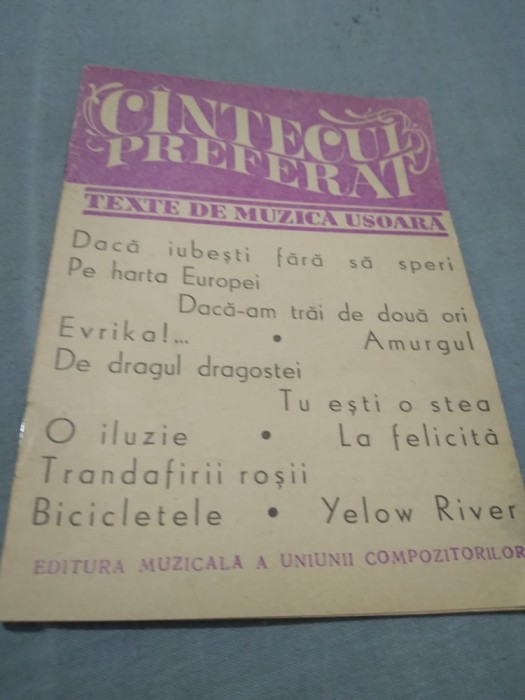 CANTECUL PREFERAT SUPLIMENT LA REVISTA MUZICA