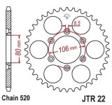 Pinion spate 45 dinti pas lant 520 - Aprilia ETX - MX - Red Rose - RX - SX - Tuareg 2T 125cc
