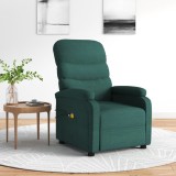 VidaXL Fotoliu de masaj electric, verde &icirc;nchis, material textil