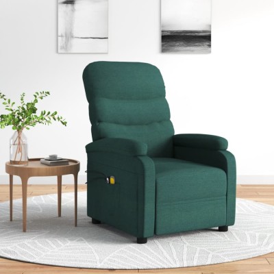vidaXL Fotoliu de masaj electric, verde &amp;icirc;nchis, material textil foto