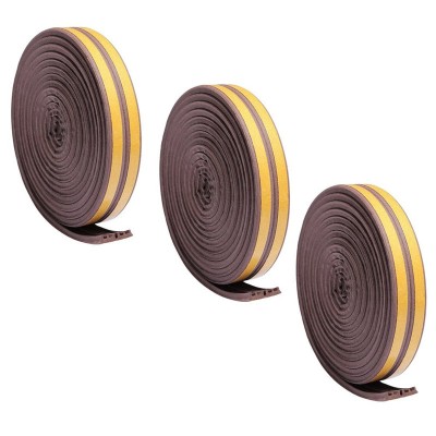 Set 3 buc, Banda autoadeziva pentru etansarea usilor si ferestrelor, Profil E, 9mm x 4mm, Rezistenta UV, Cauciuc EPDM, 6 m, Maro foto