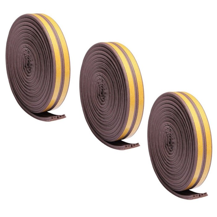 Set 3 buc, Banda autoadeziva pentru etansarea usilor si ferestrelor, Profil E, 9mm x 4mm, Rezistenta UV, Cauciuc EPDM, 6 m, Maro