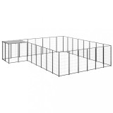 VidaXL Padoc pentru c&acirc;ini, negru, 15,73 m&sup2;, oțel