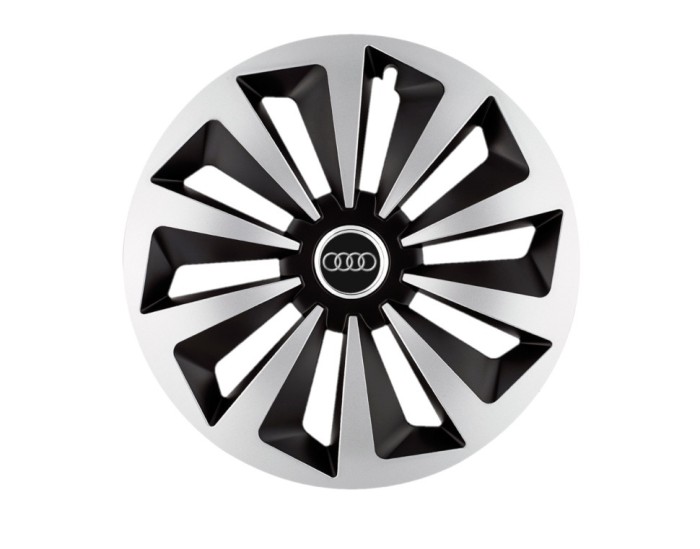 Set 4 capace roti Fox Gri-Negru R15 pentru gama auto Audi
