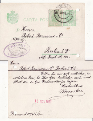 Carte Postala -circulata Bucuresti Germania 1900 foto