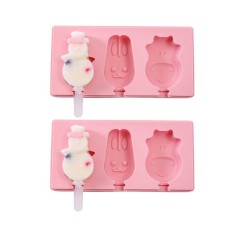 Set 3 Forme Pentru Inghetata Din Silicon Cu Capac Si 3 Bete Reutilizabile