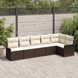 VidaXL Set de canapele pentru grădină cu pernă 6 pcs Maro Rattan poli