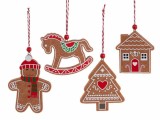 Cumpara ieftin Set 4 ornamente brad Craciun textil multicolor cm 9 x 10 H