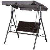 Outsunny Balansoar Hollywood, Balansoar de Grădină cu Baldachin, Acoperiș Reglabil, Negru + Maro + Gri | Aosom Romania