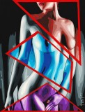 Focusizer - Pictura feminina erotica, tempera pe carton special, erotic pop art, 27 x 35 cm, certificat de autenticitate