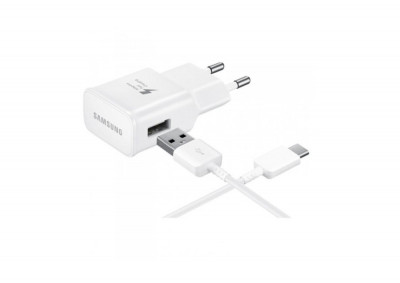 Set Incarcator Fast Charging USB + Cablu Date USB Type C Transfer Date si Incarcare Samsung Original foto